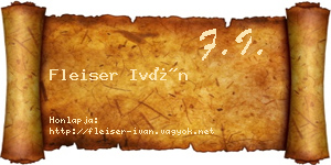 Fleiser Iván névjegykártya